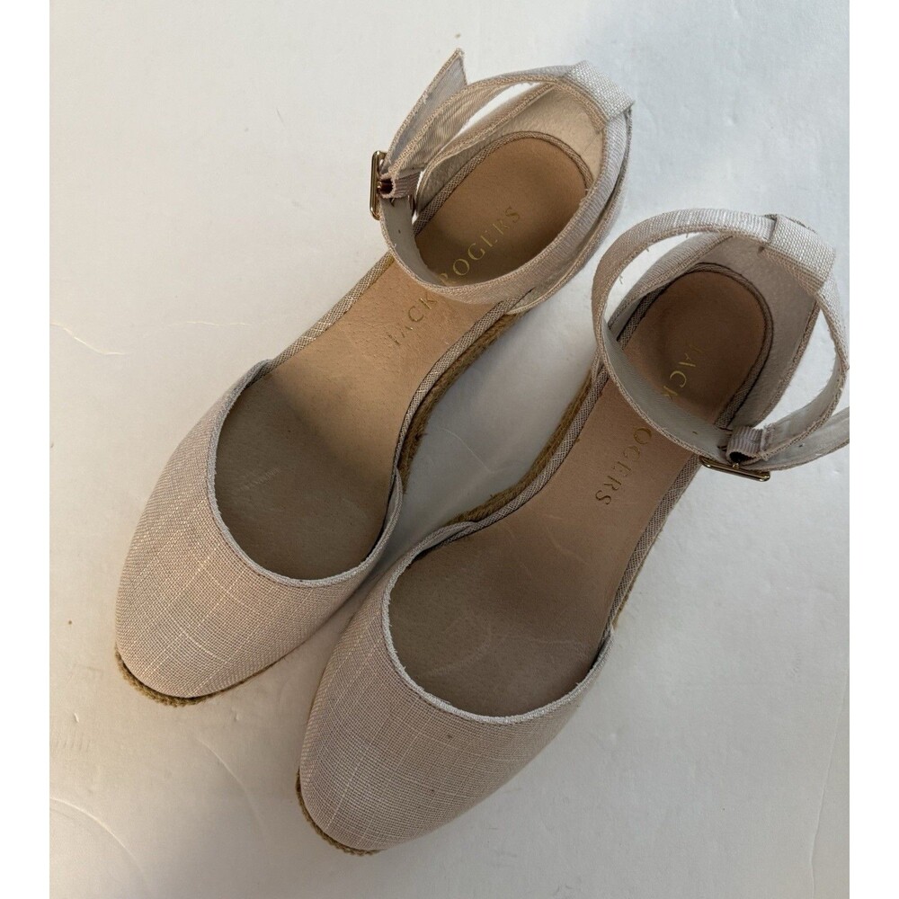 Jack Rogers Shoes Womens SZ 9 Palmer Canvas Espadrilles Closed Toe Wedge Sandals - Picture 1 of 10